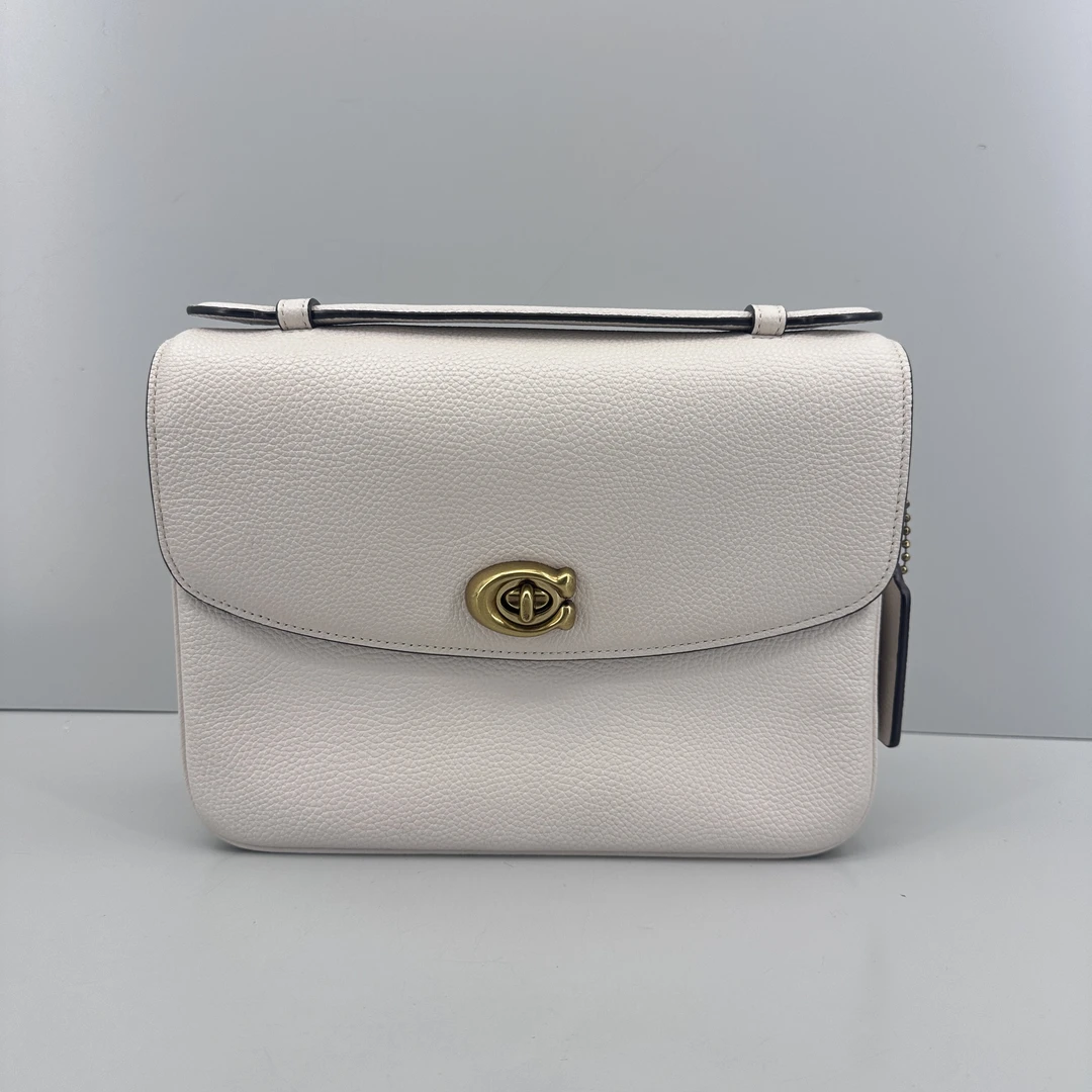 90新 COACH/蔻驰  Cassie24白色邮差单肩包24X18X7cmM061404