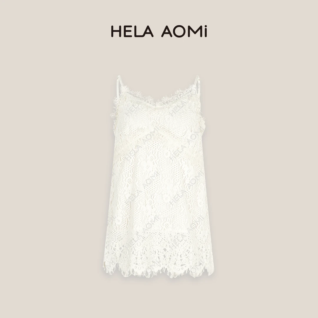 HELAAOMI “叠穿神器”V领设计柔软舒适蕾丝染花边装饰弹力肩带背心