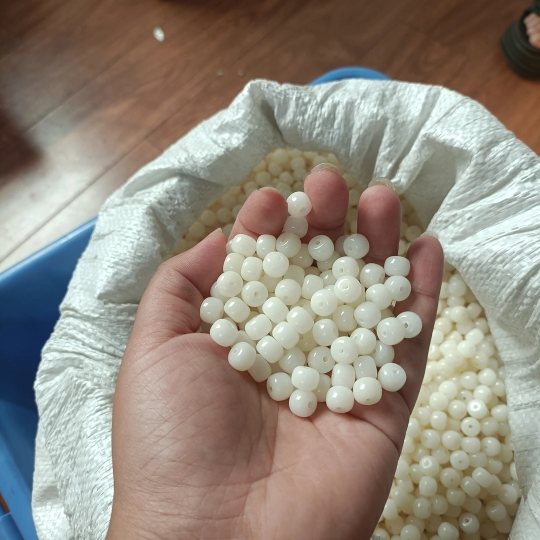 9mm*6mm白色根桶珠精品无瑕疵送配件可DIY染色散珠