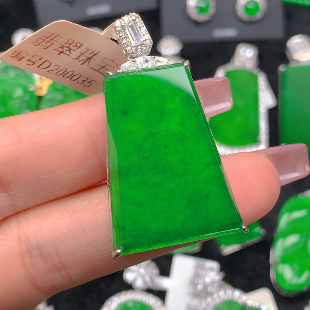 翡翠吊坠(不含链)银S925镶嵌