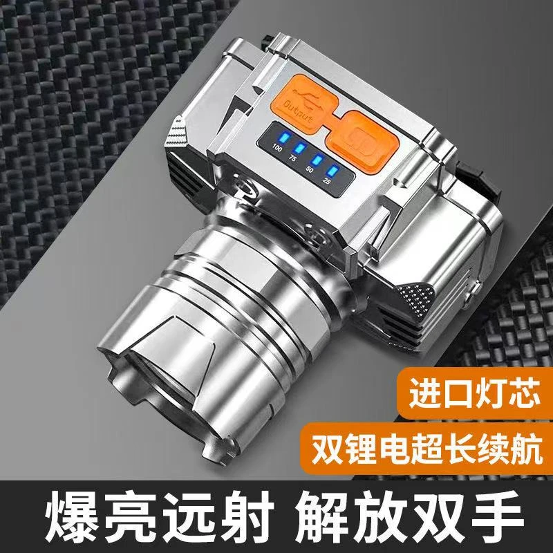头戴式头灯手电筒户外户外家用USB充电夜钓强光迷你骑行头灯