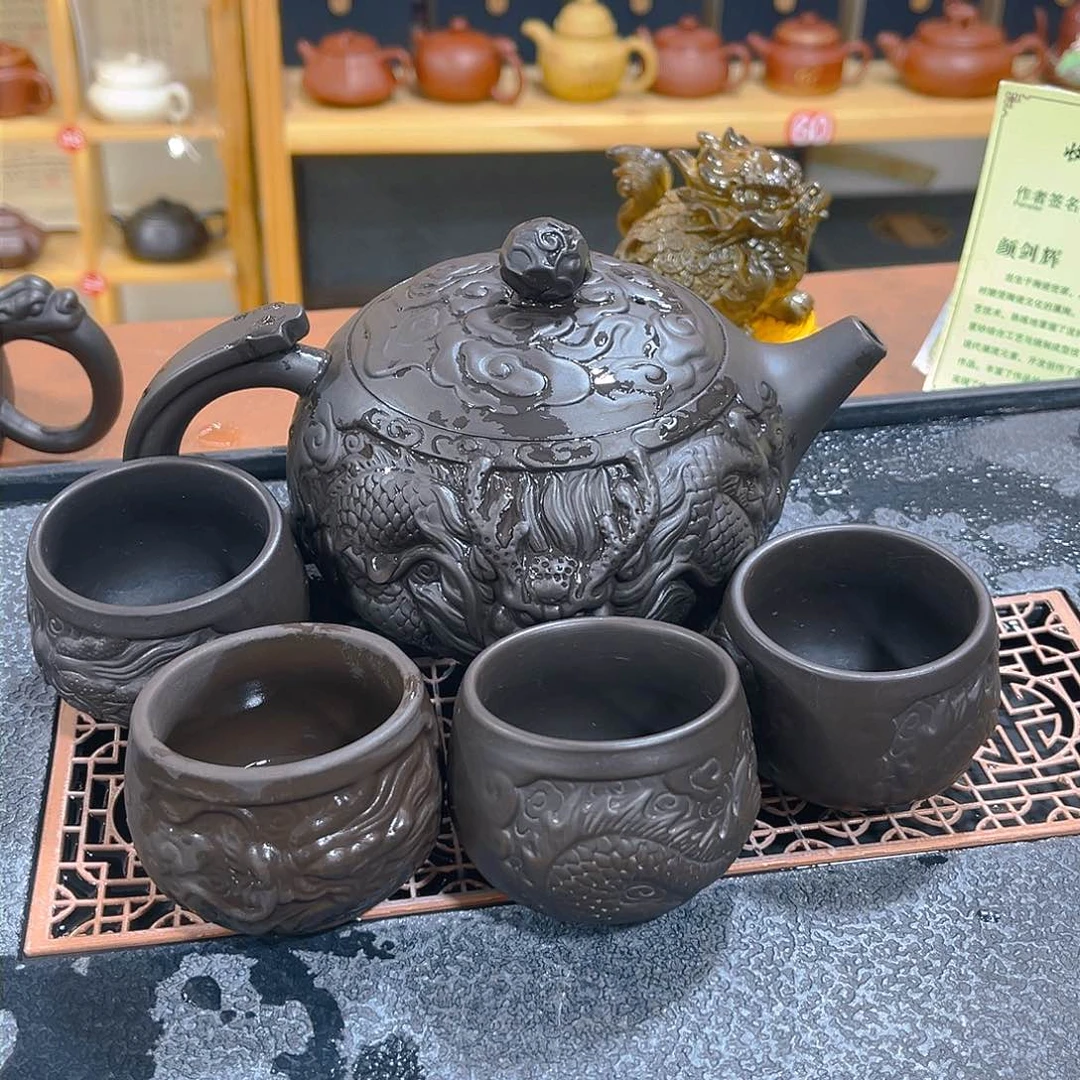 茶壶紫砂紫砂壶500cc4杯