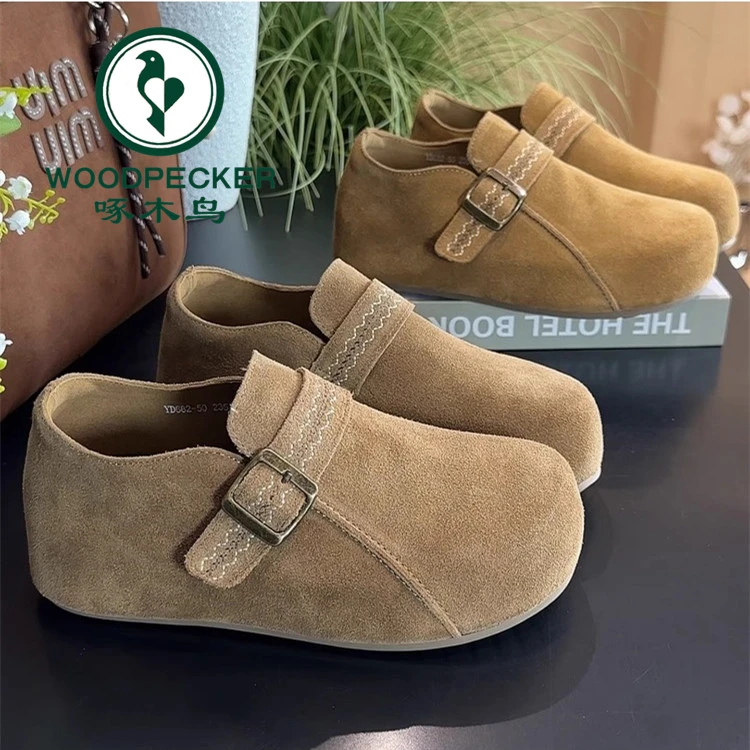 啄木鸟全包内增高博肯鞋女鞋2025新款软底懒人一脚蹬厚底勃肯单鞋