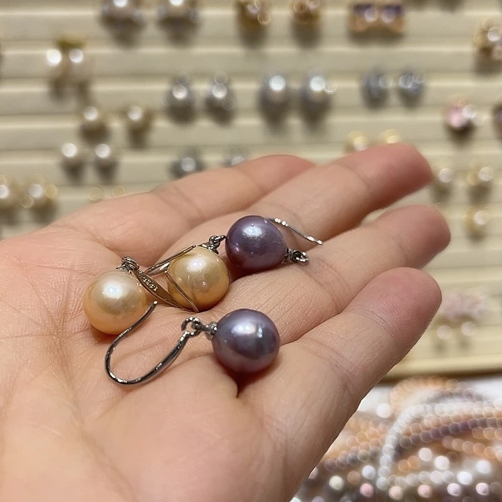 银S925镶嵌淡水珍珠耳饰