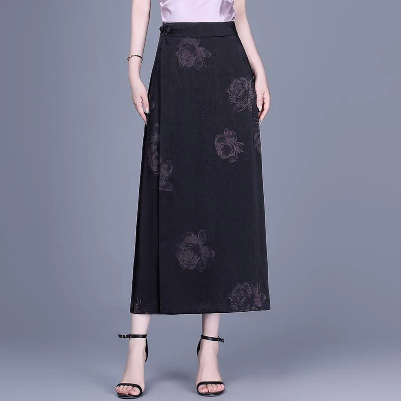 法劳格气质缎面直筒裙半身裙女中长款2025新款秋冬爆款开叉包臀