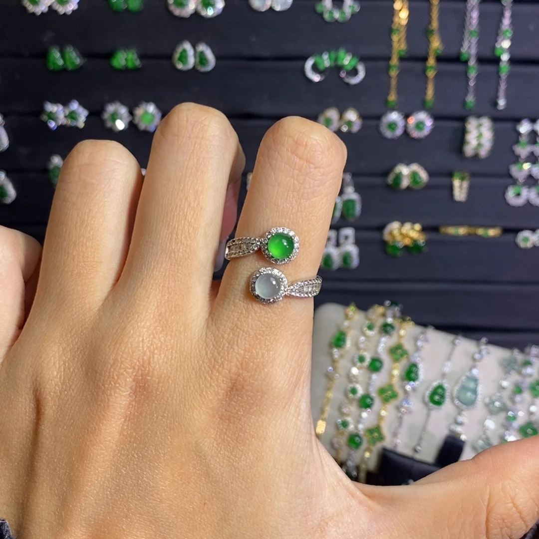 翡翠银S925镶嵌戒指多样性