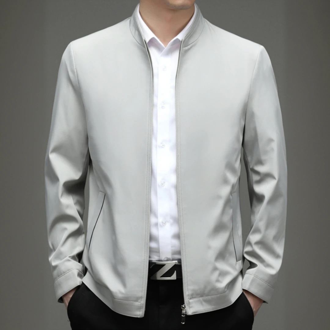 夹克宽松薄款男春秋季纯色春季立领商务休闲立领夹克外套