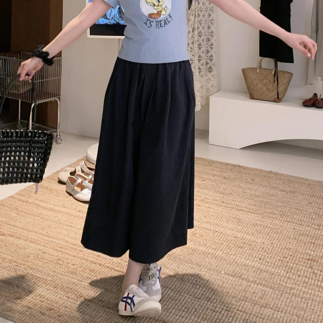 漫姐的店现货【随心裤】调性穿搭~夏季松紧腰八分休闲裤阔腿廓形裤