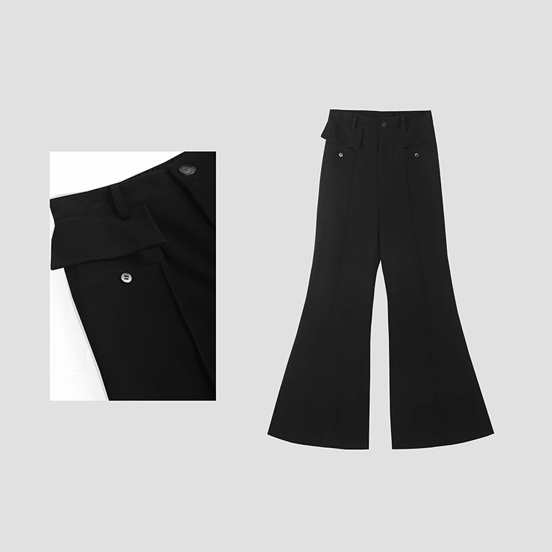 Jiumi陈啾啾秋冬复古修身高腰垂感微喇裤HBBC622099 nnassa