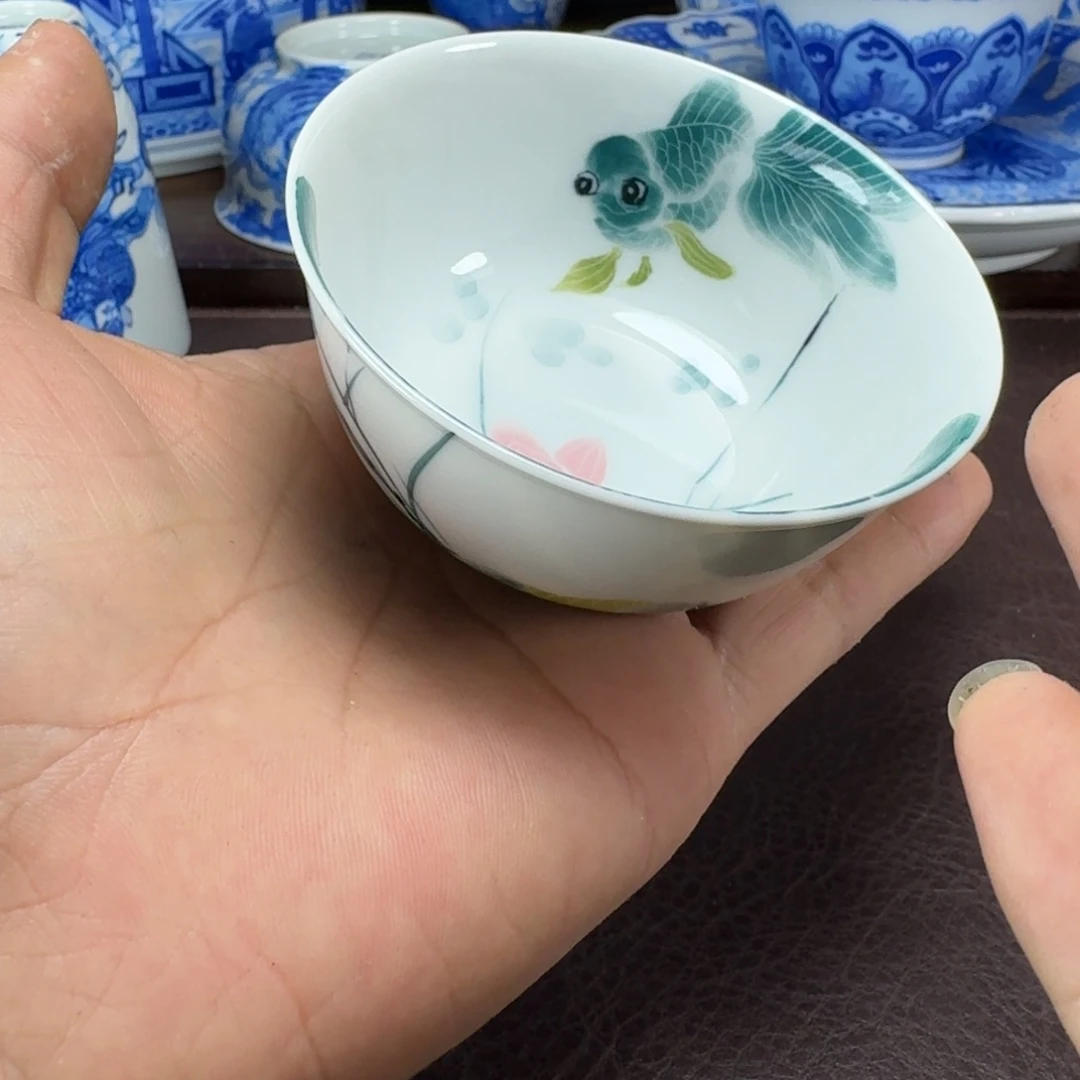 糊***涂瓷片当代景德镇陶瓷手绘茶具