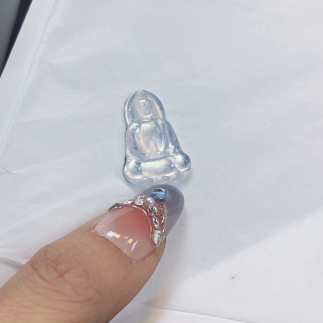 裸石翡翠MM0052高冰玻璃底起钢炸光素衣观音