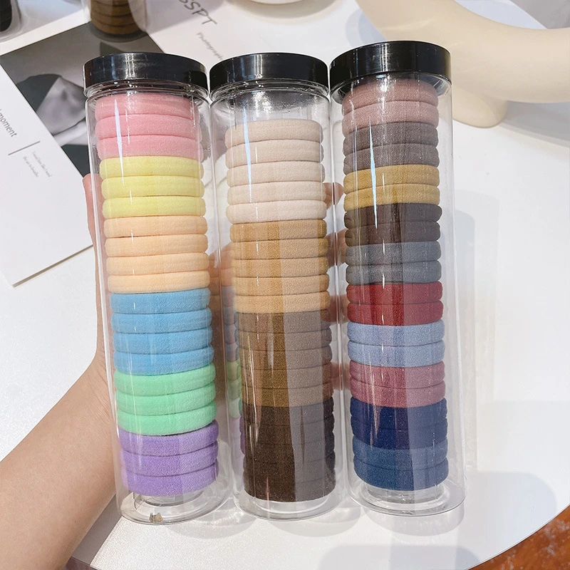 圆浮力20根一罐装高弹力头绳简约发绳高马尾耐用百搭加厚发圈