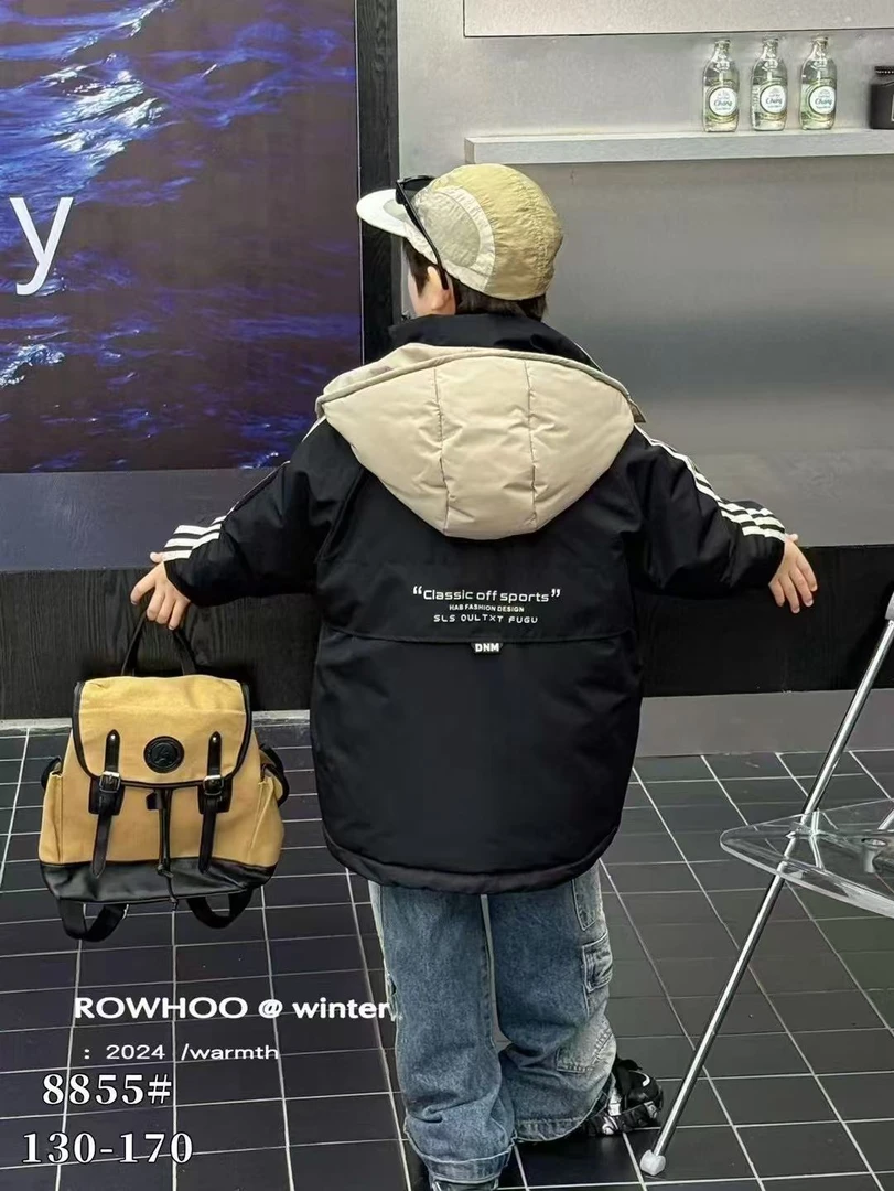 1095款，绒服拼接加厚保暖冬季带帽连帽儿童棉服