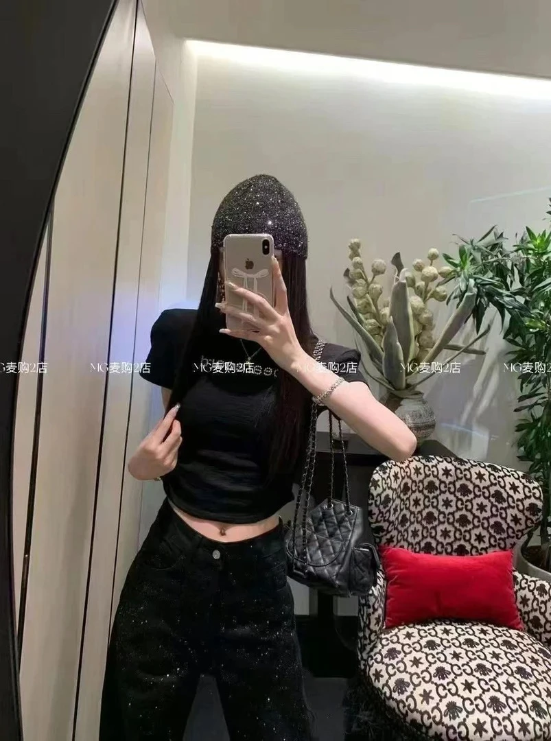 婷子-VIP•家订制重工烫钻字母体恤(6618。)