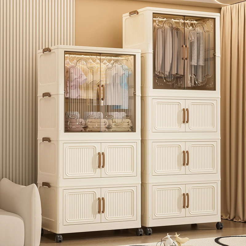 【儿童挂衣柜】55cm新中式折叠收纳衣柜免安装折叠柜住宅家具婴儿