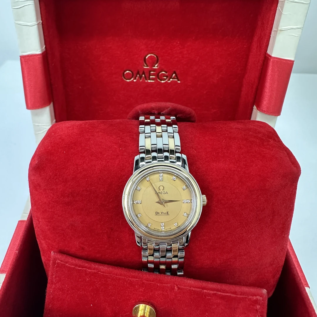 99新 Omega/欧米茄 石英/18k黄金钻刻/表径22mm
