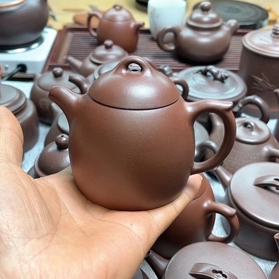 紫泥茶壶原矿石红拼紫