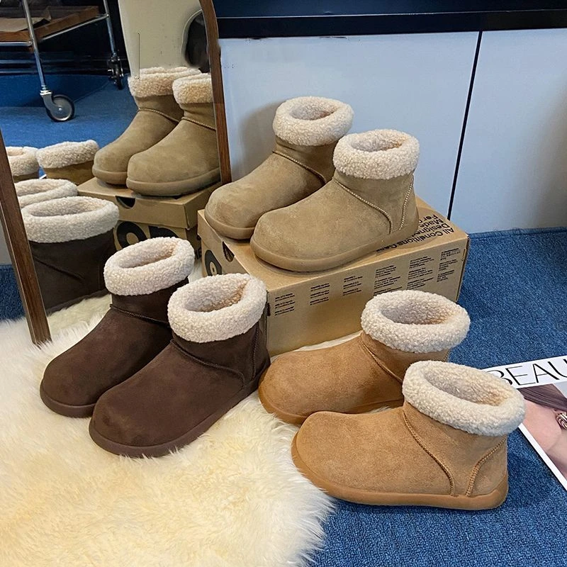 丑萌大头雪地靴女2025秋冬新款小土豆毛毛短靴厚底加绒加厚大棉鞋