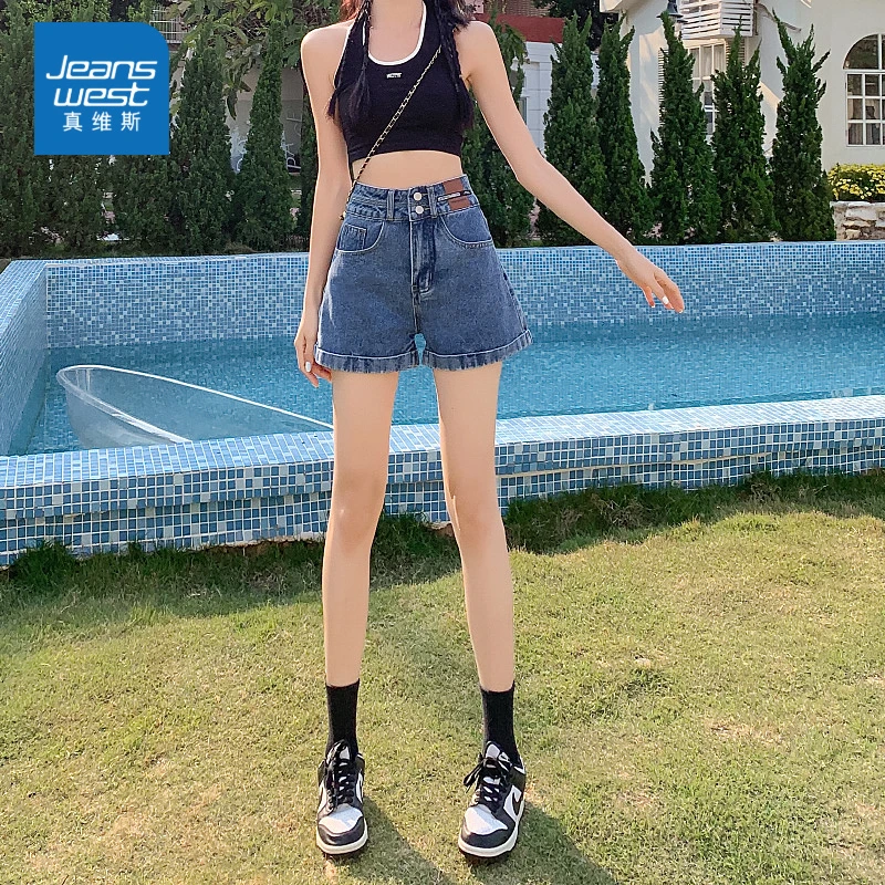 真维斯牛仔短裤女夏季新款复古ins高腰显瘦a字小个子裤衩外穿热裤