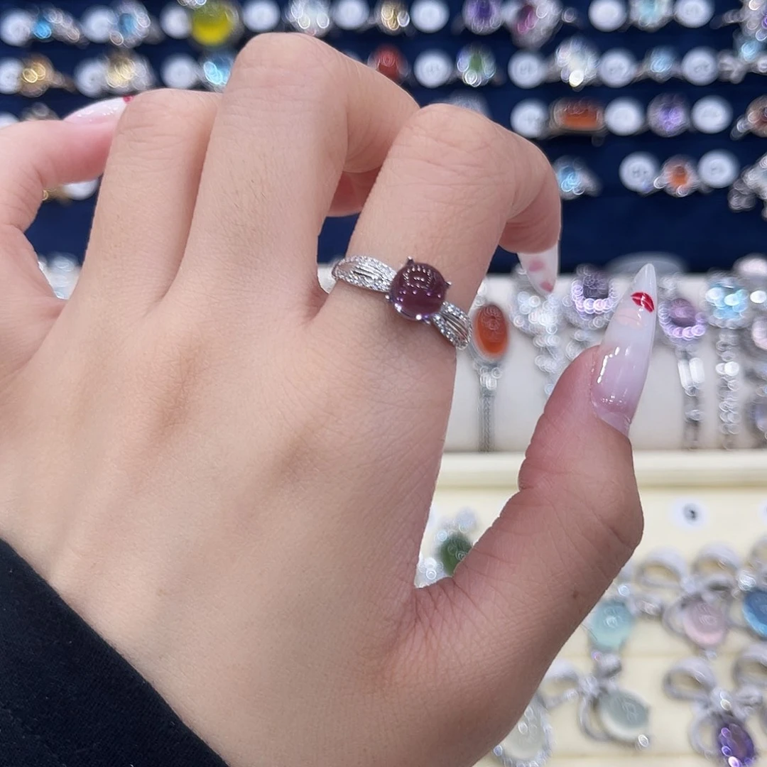 岫玉银S925镶嵌戒指