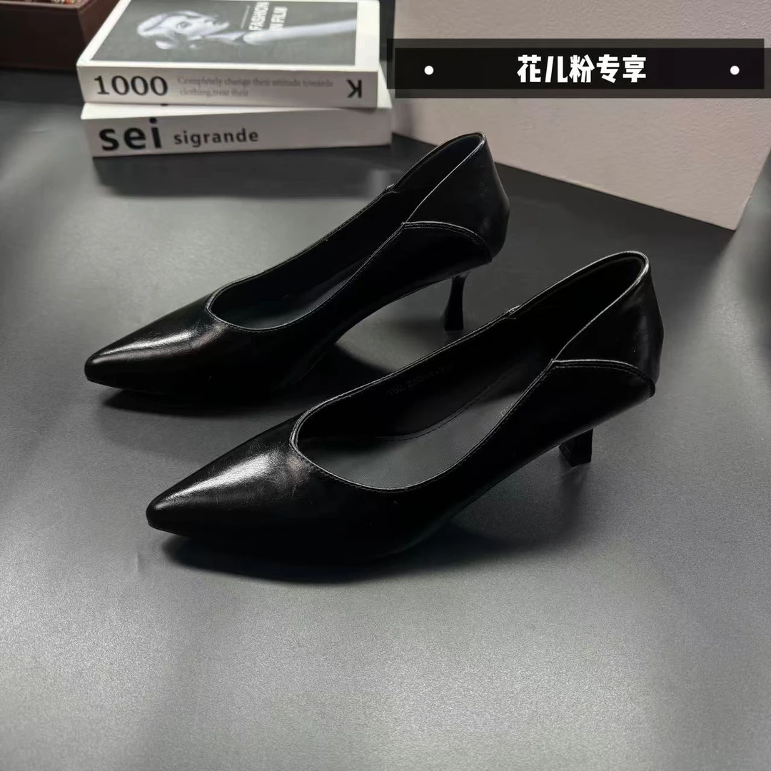 单鞋中跟系扣套脚女士浅口低跟粗跟女鞋气质时尚跟鞋152黑色