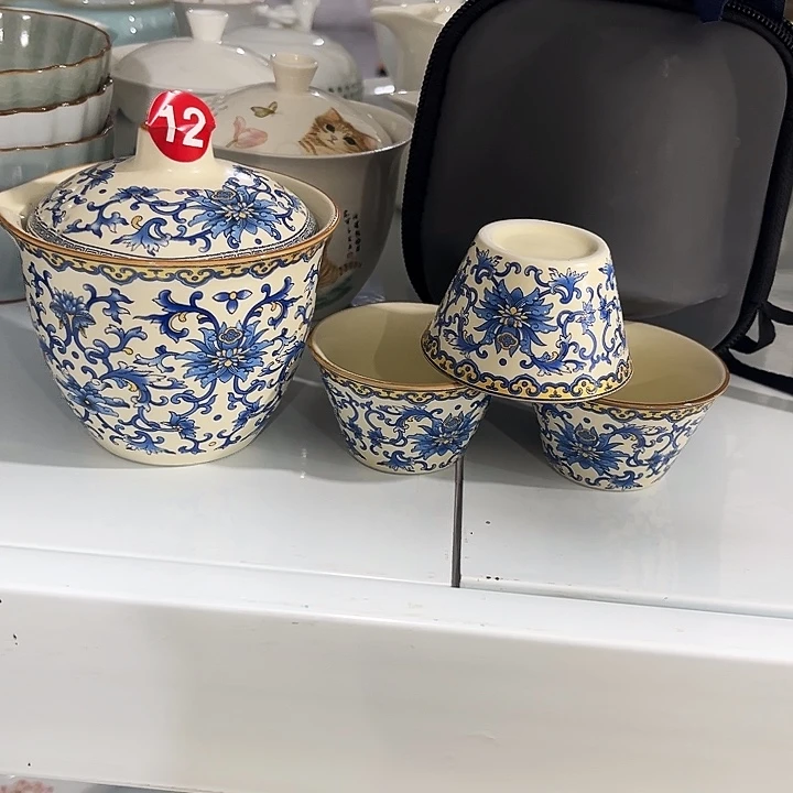 汝窑一壶三杯旅行套装