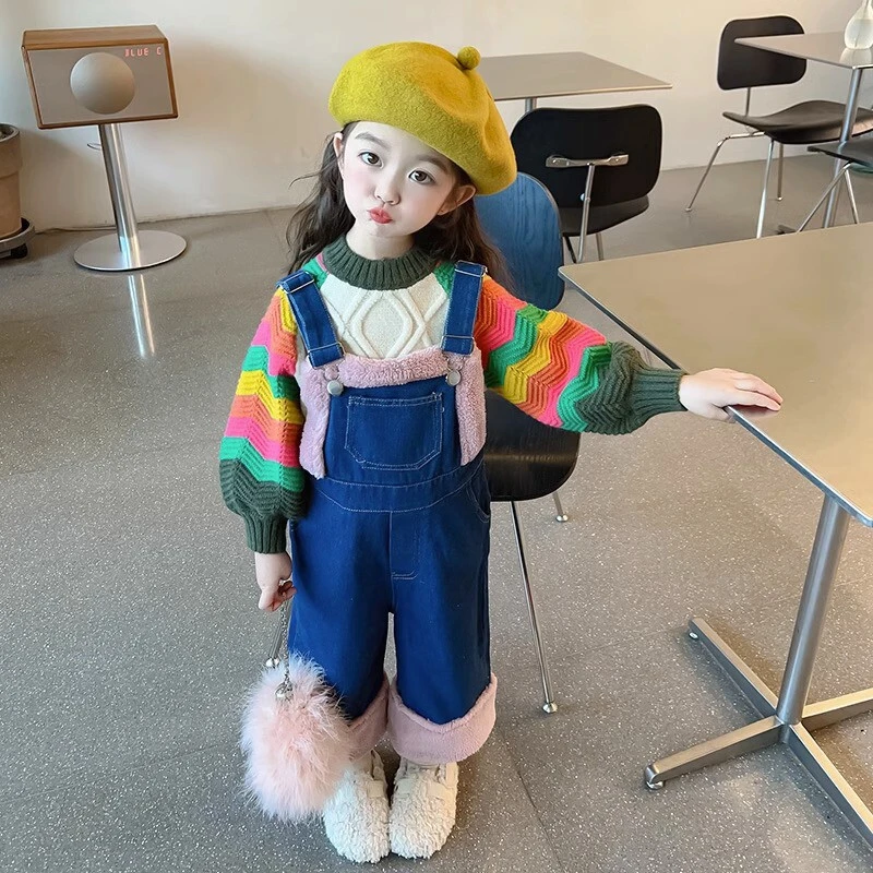 巴拉女童秋装套装2025新款女孩宝宝儿童冬季秋冬款女童秋装背带裤