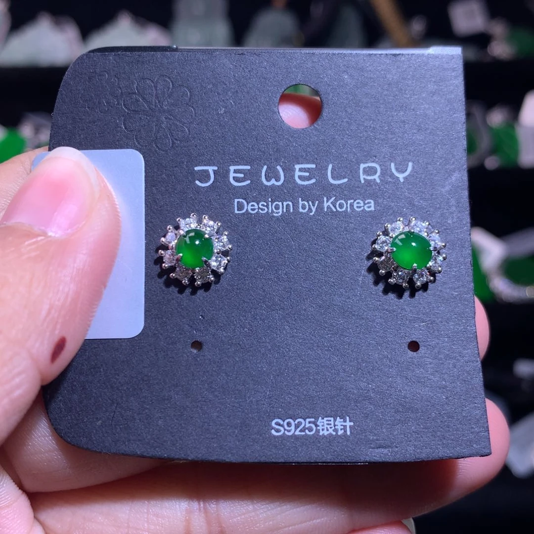 【闪购商品】银S925镶嵌翡翠耳饰
