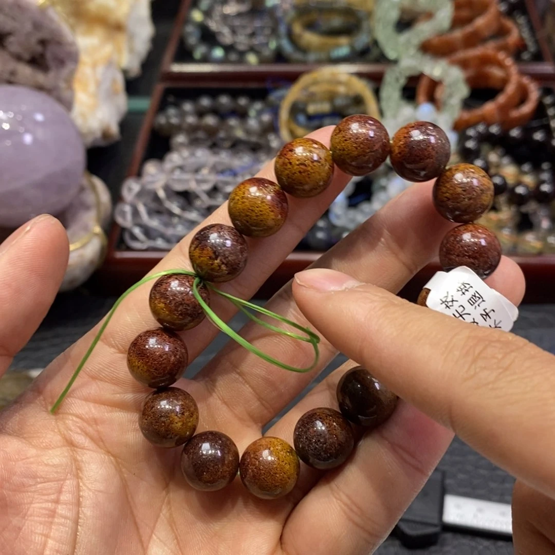 磷灰石手串未镶嵌红黄油灵13