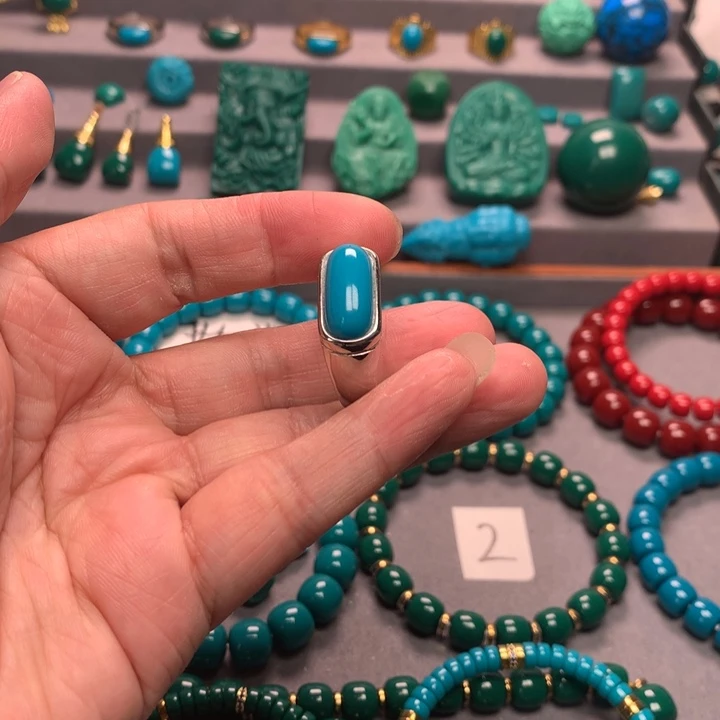 石材魁蓝色21戒指