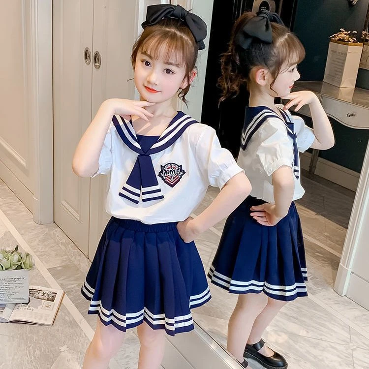 女童夏装套装2025夏季新款洋气学院风运动jk舞蹈服简约童装店铺