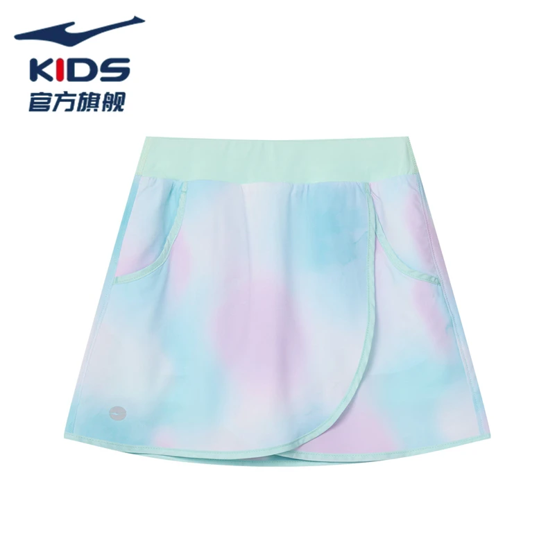 鸿星尔克童装女童半身裙夏季款渐变儿童运动短裙中大童防走光裙子