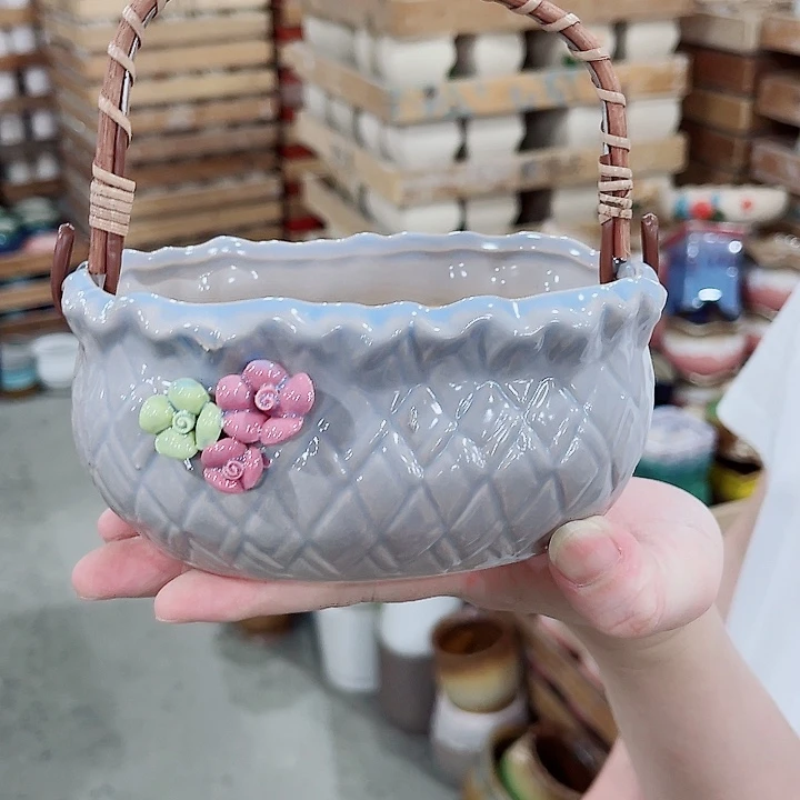 有孔，凑10元包邮陶瓷花盆发货！