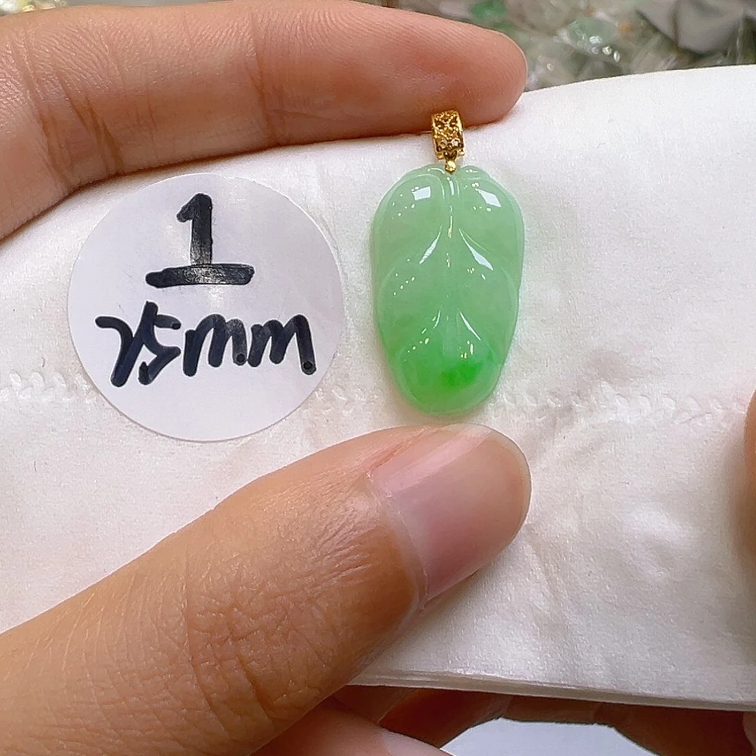 翡翠18K金镶嵌吊坠(不含链)翡翠