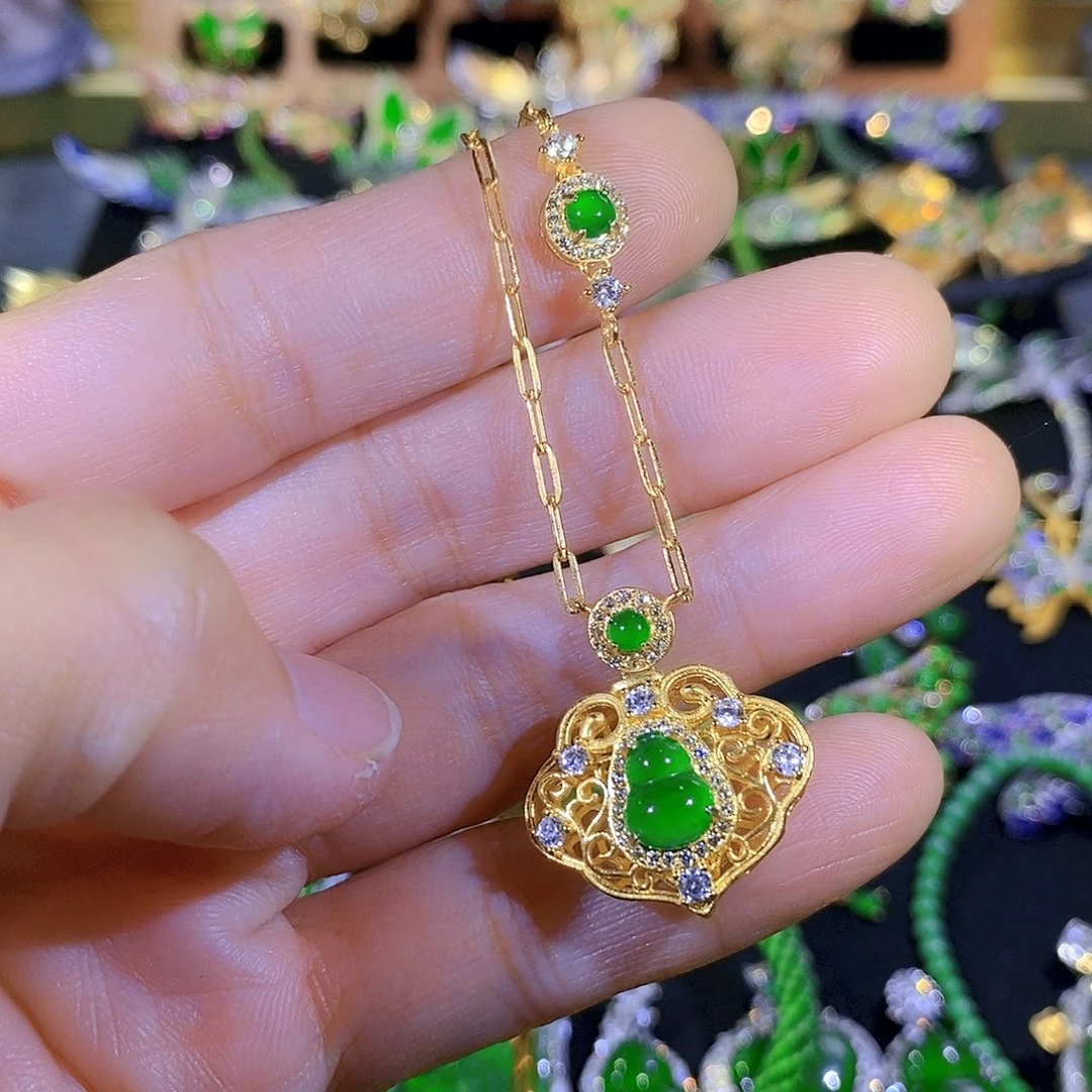 吊坠(不含链)银S925镶嵌翡翠