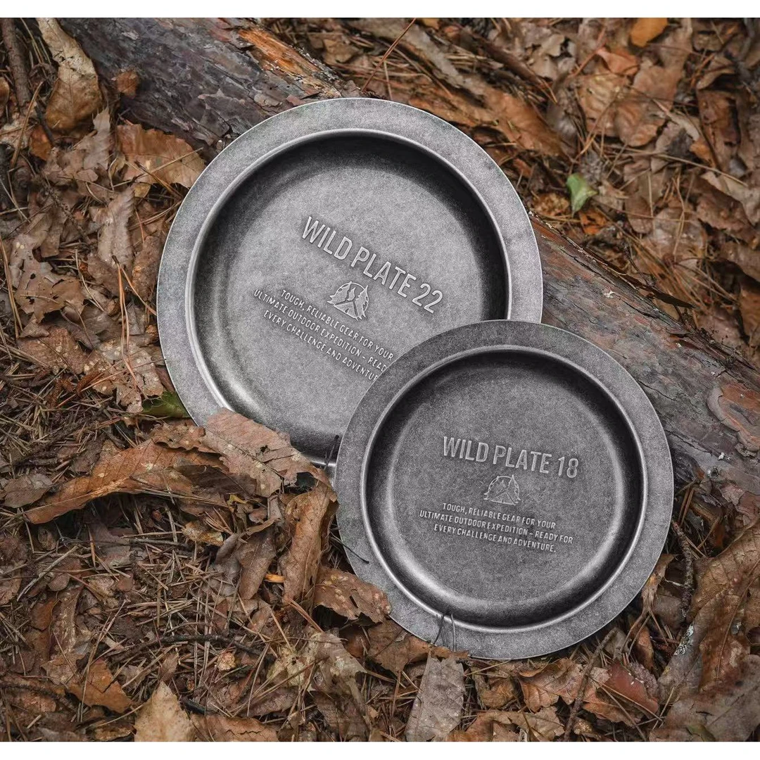 韩国CARGO复古餐盘做旧不锈钢野餐盘野炊便携餐具户外餐碟