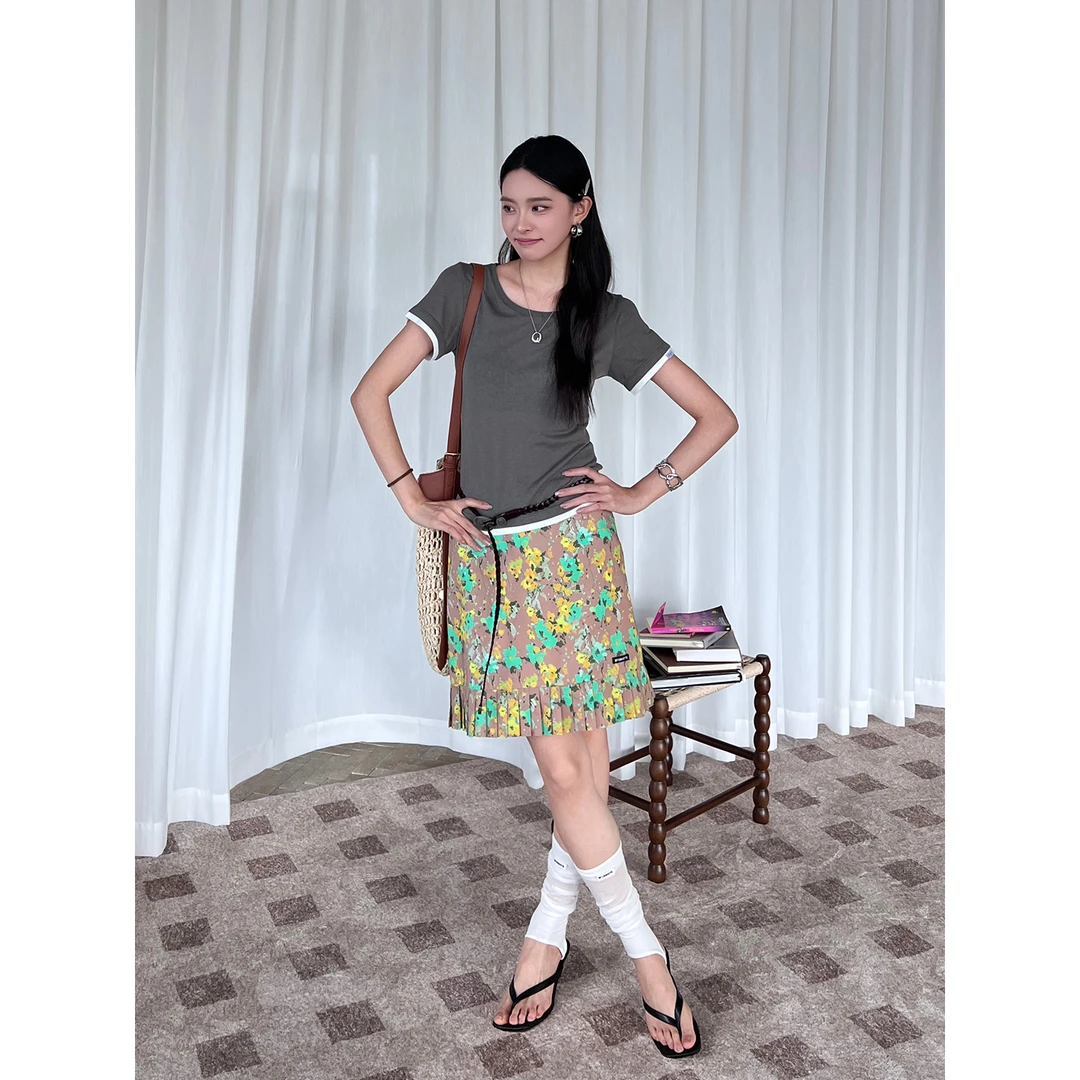 M1DNOTE 小众25早秋洋气花卉图案装饰半裙SOLSOL买手店