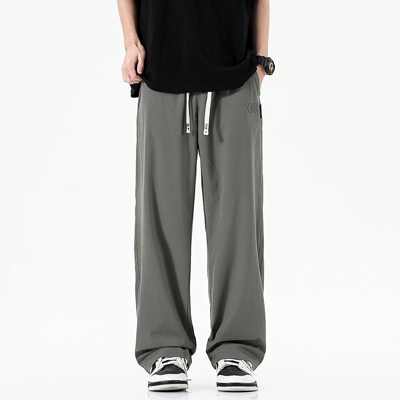 冰丝夏季薄款休闲裤宽松显瘦直筒潮流运动男装夏