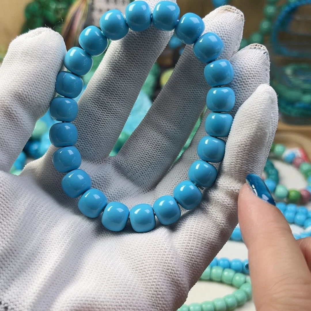 湖北工厂批发精品手串绿色蓝色雕刻单珠DIY配饰源头