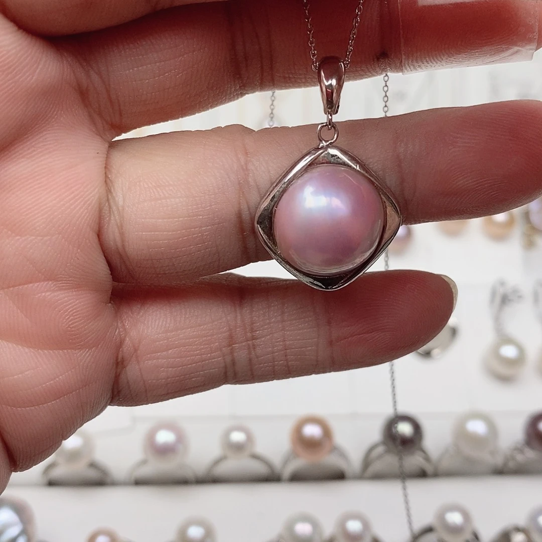 淡水珍珠银S925镶嵌颈饰010