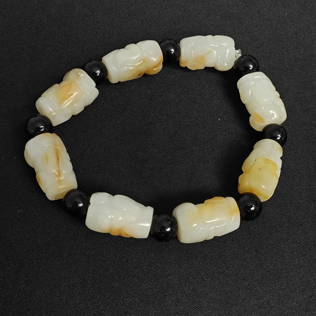 RCX0306清代和田岫玉玉贵人手串