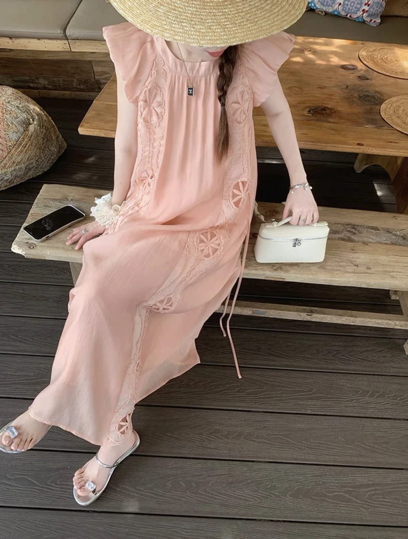 【曲奇专属！缪斯重工】夏季小飞袖温柔甜美风宽松连衣裙