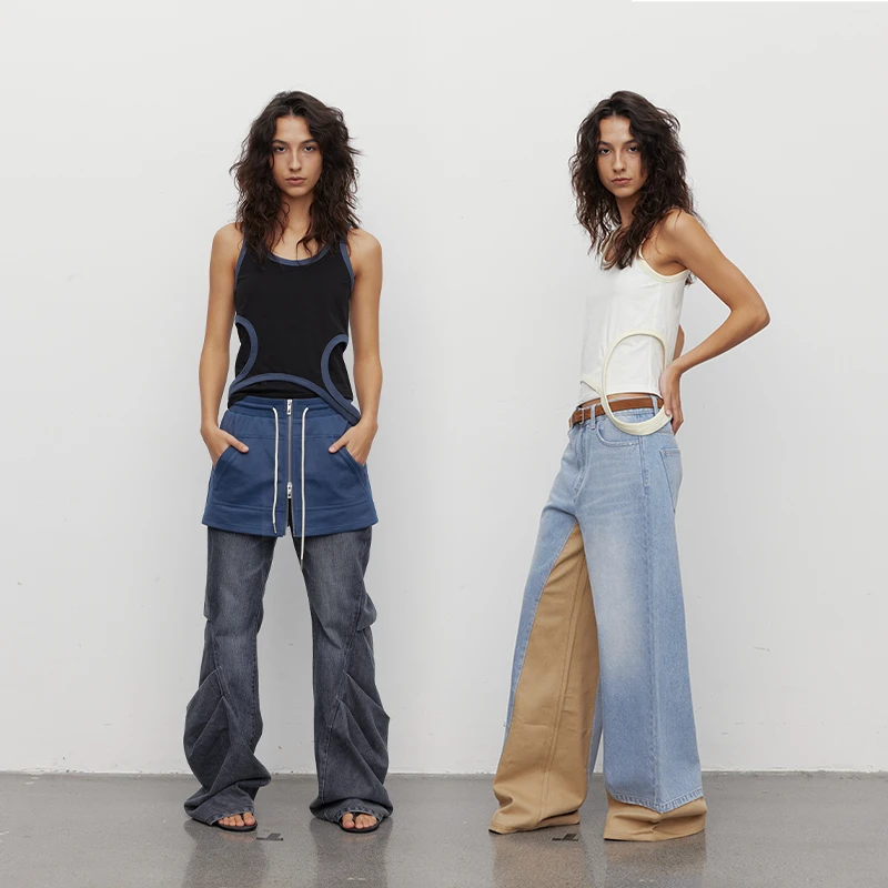 BOLD italic 假两件撞色包边解构镂空背心 TP0103401