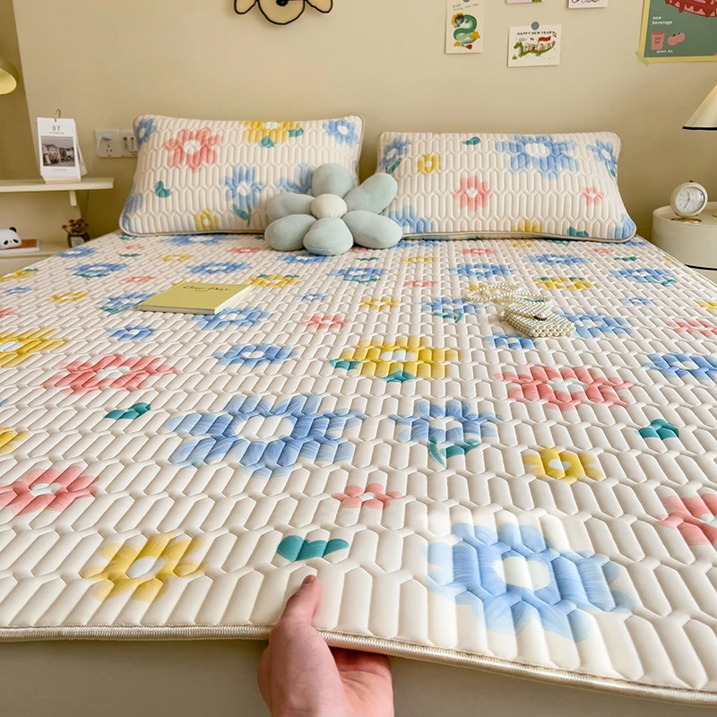 加厚乳胶凉席三件套可折叠加厚防滑透气舒适裸睡席可机洗水洗