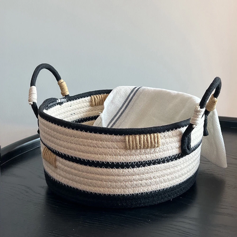 杂物手工收纳筐多功能ins风桌面收纳篮化妆品玩具收纳折叠艺术风