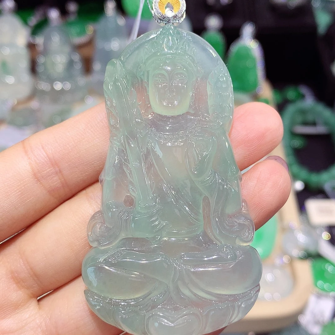 颈饰18K金镶嵌翡翠虚空藏