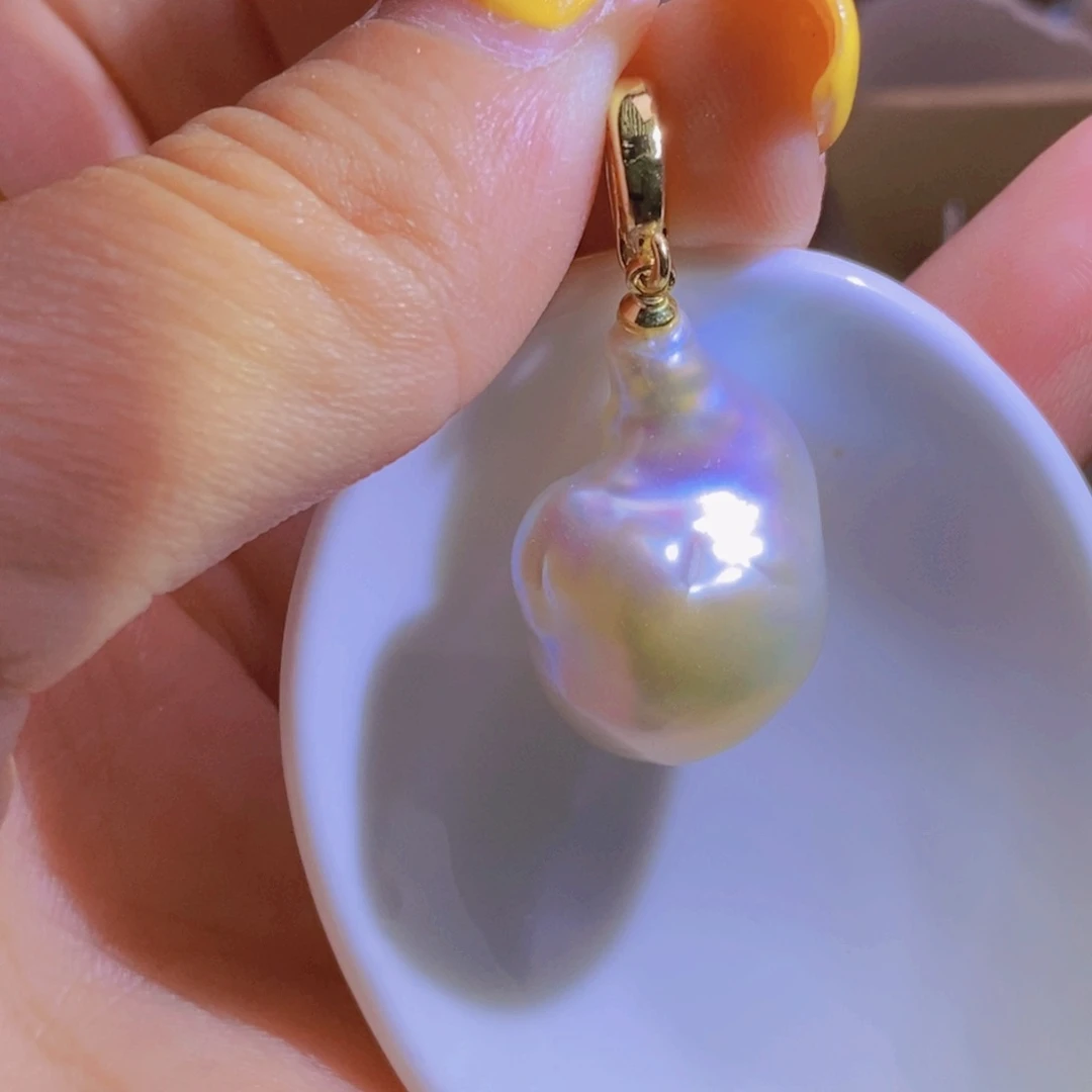 银S925镶嵌淡水珍珠天然淡水珍珠无染色无优化