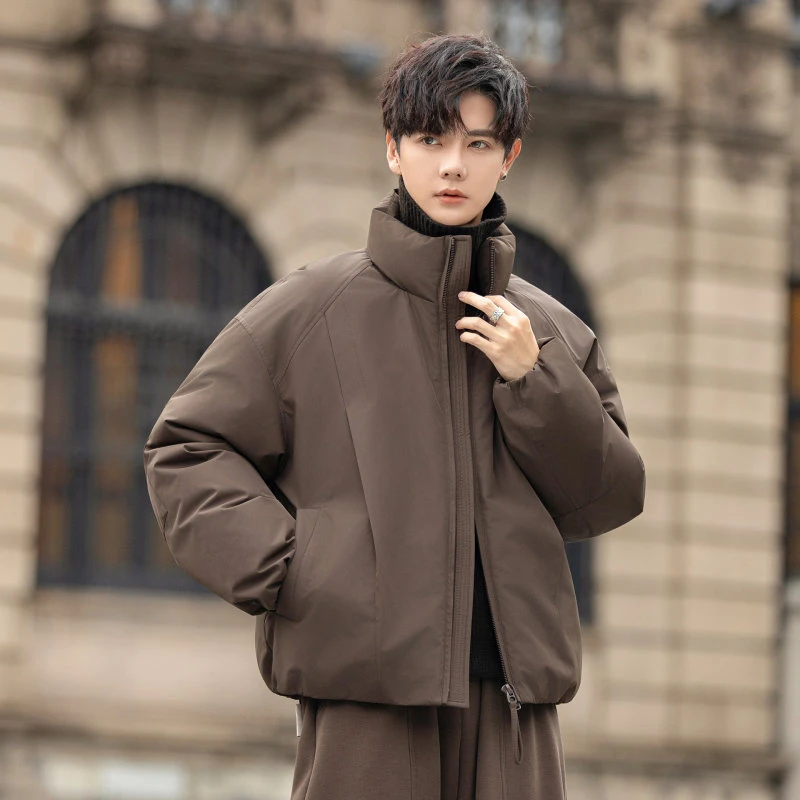 立领羽绒服男士2025年新款冬季加厚保暖潮流90白鸭绒短款夹