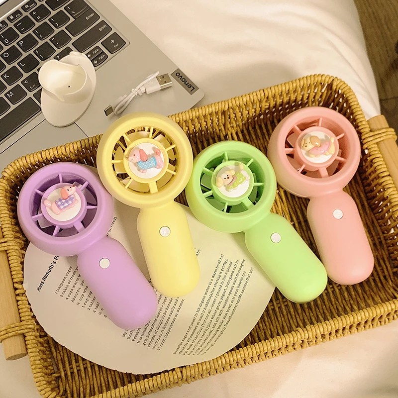 腊肠狗可爱手持小风扇便携式随身小型迷你静音办公室桌学生桌面扇