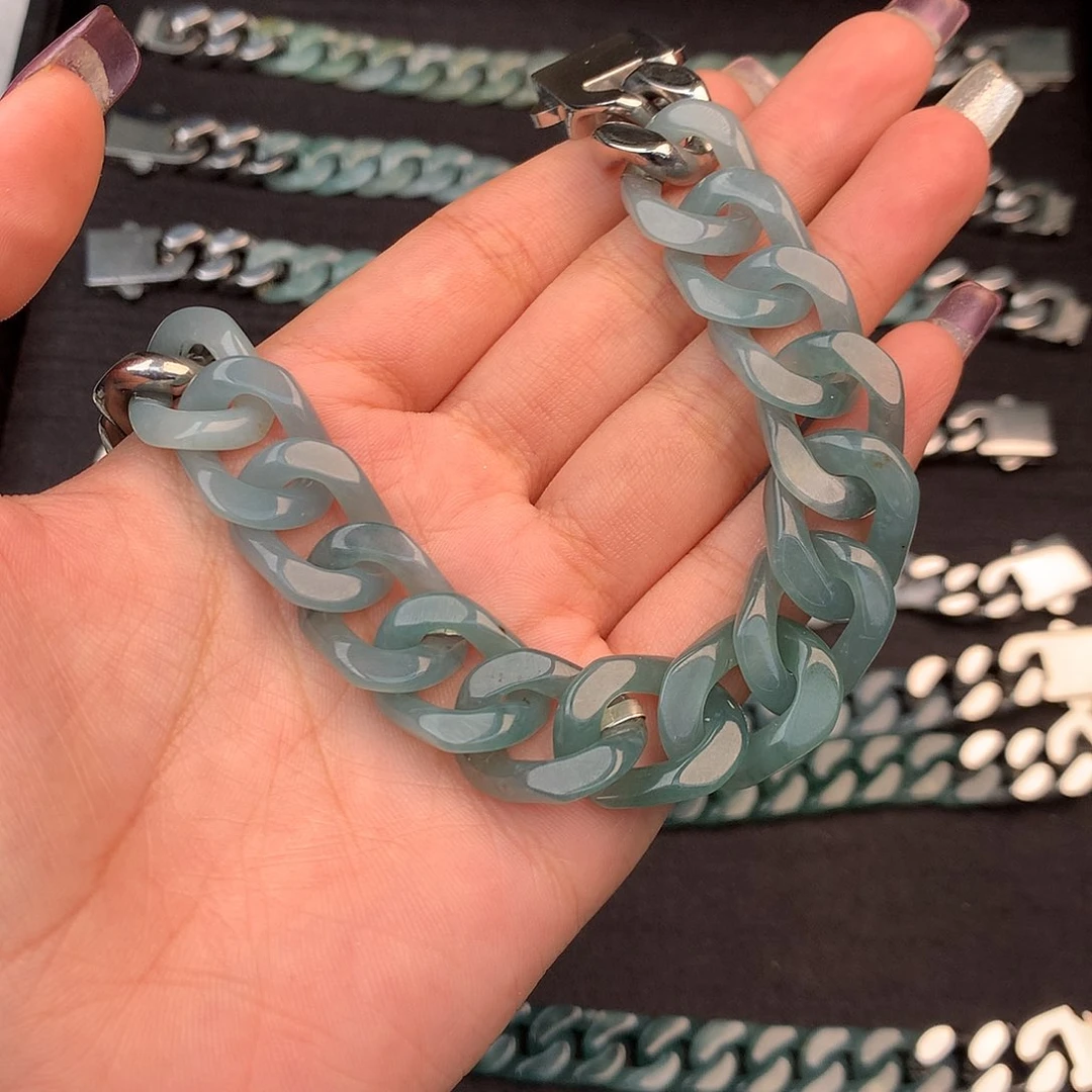 林***甲翡翠未镶嵌手链翡翠